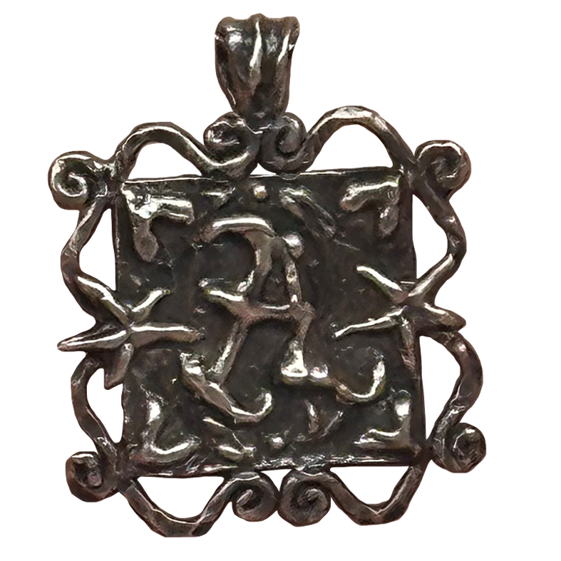 Sterling silver custom "A" initial pendant with filigree details