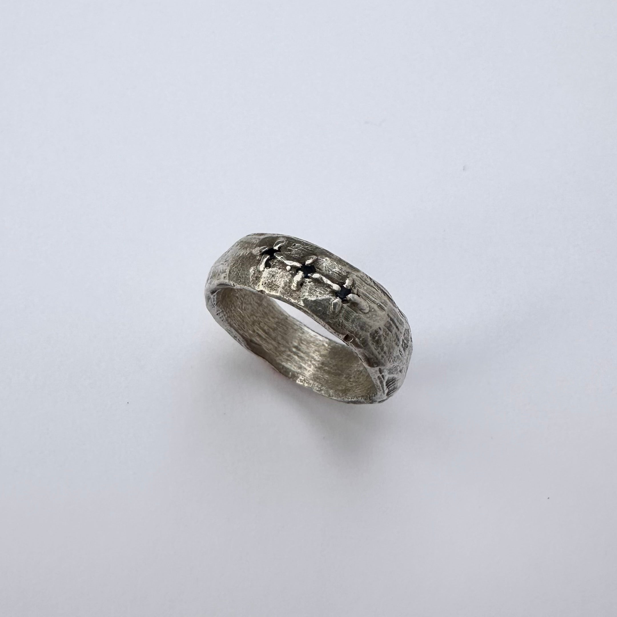 Sapphire Trio Textured Ring