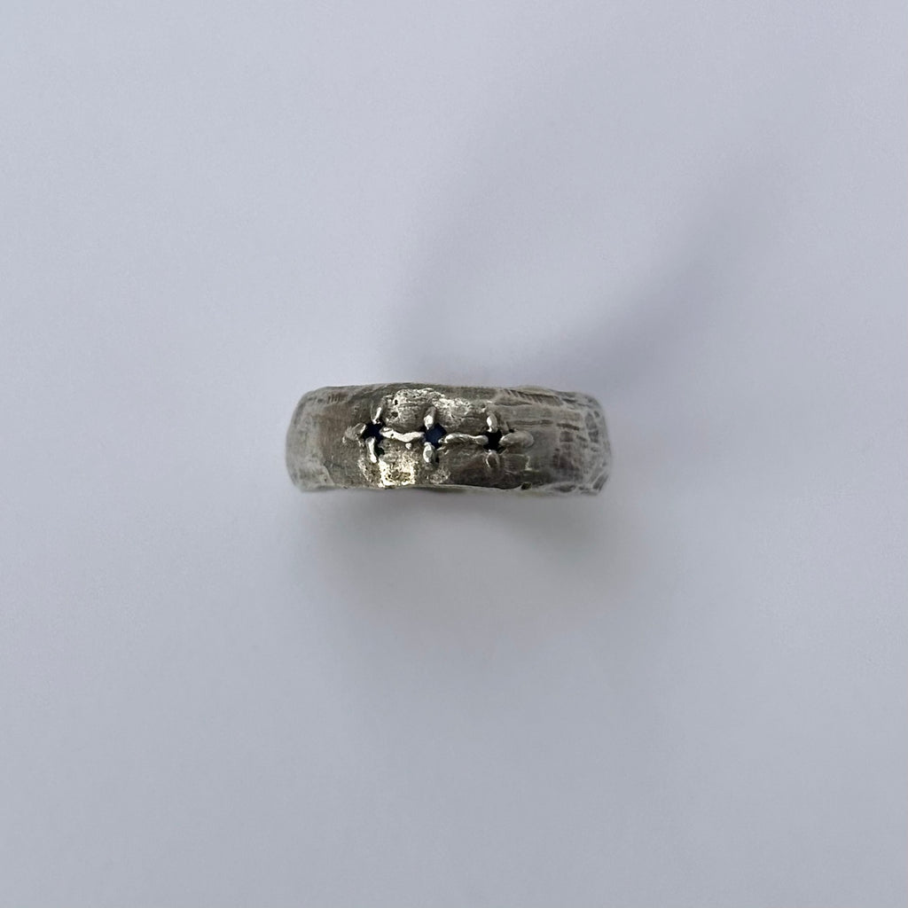 Sapphire Trio Textured Ring