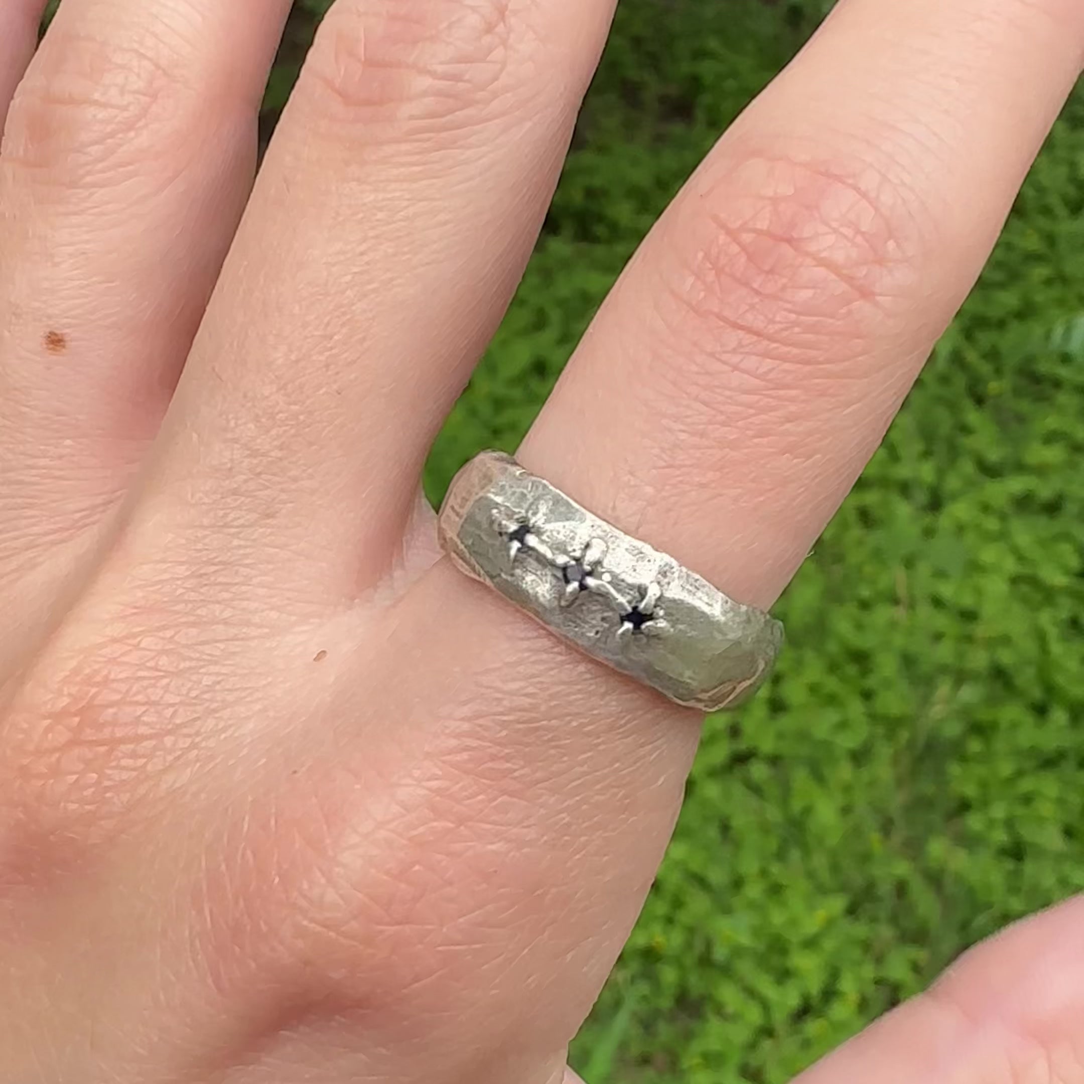 Sapphire Trio Textured Ring